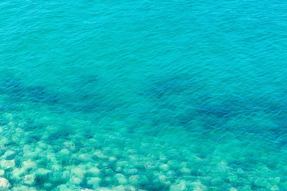 Clear ocean water lit by sunlight